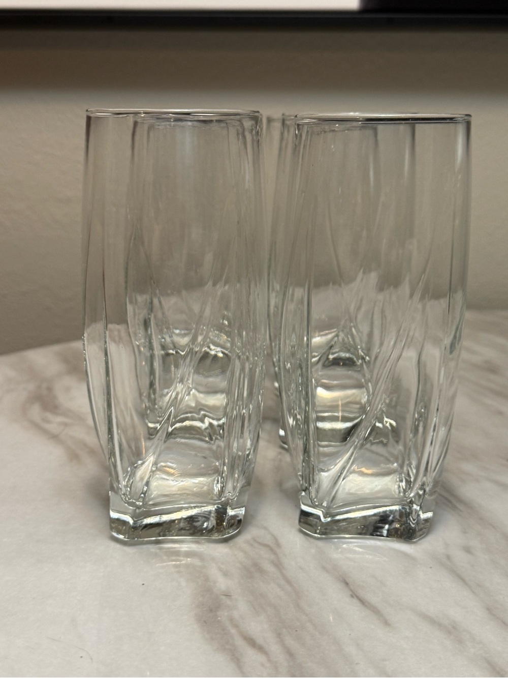 Libbey Nautilus panel twisted high ball cooler glasses set 6 height 7”
